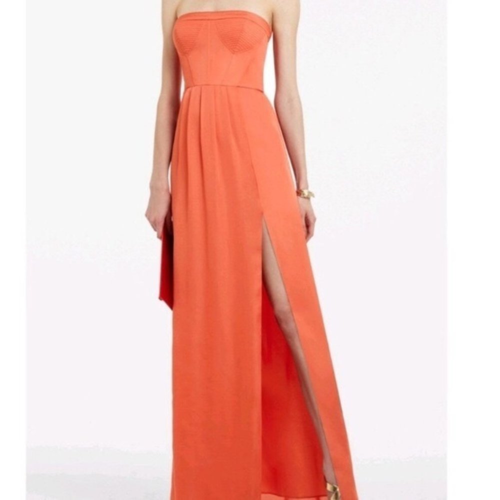BCBGMAXAZRIA Strapless Coral Gown